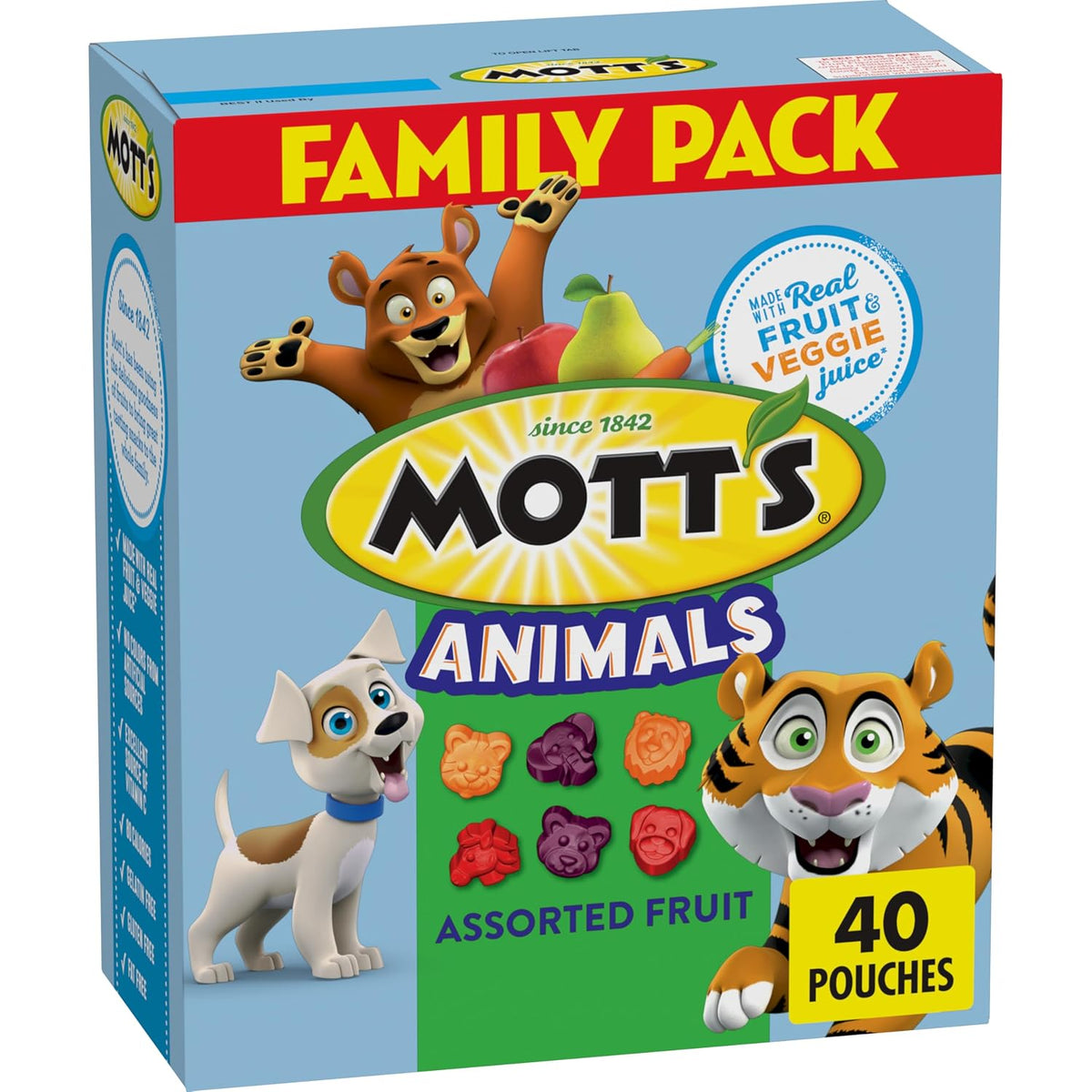 Mott's Fruit Flavored Snacks, Animals Assorted Fruit, Gluten Free, Family Pack, 40 Ct, 32 oz