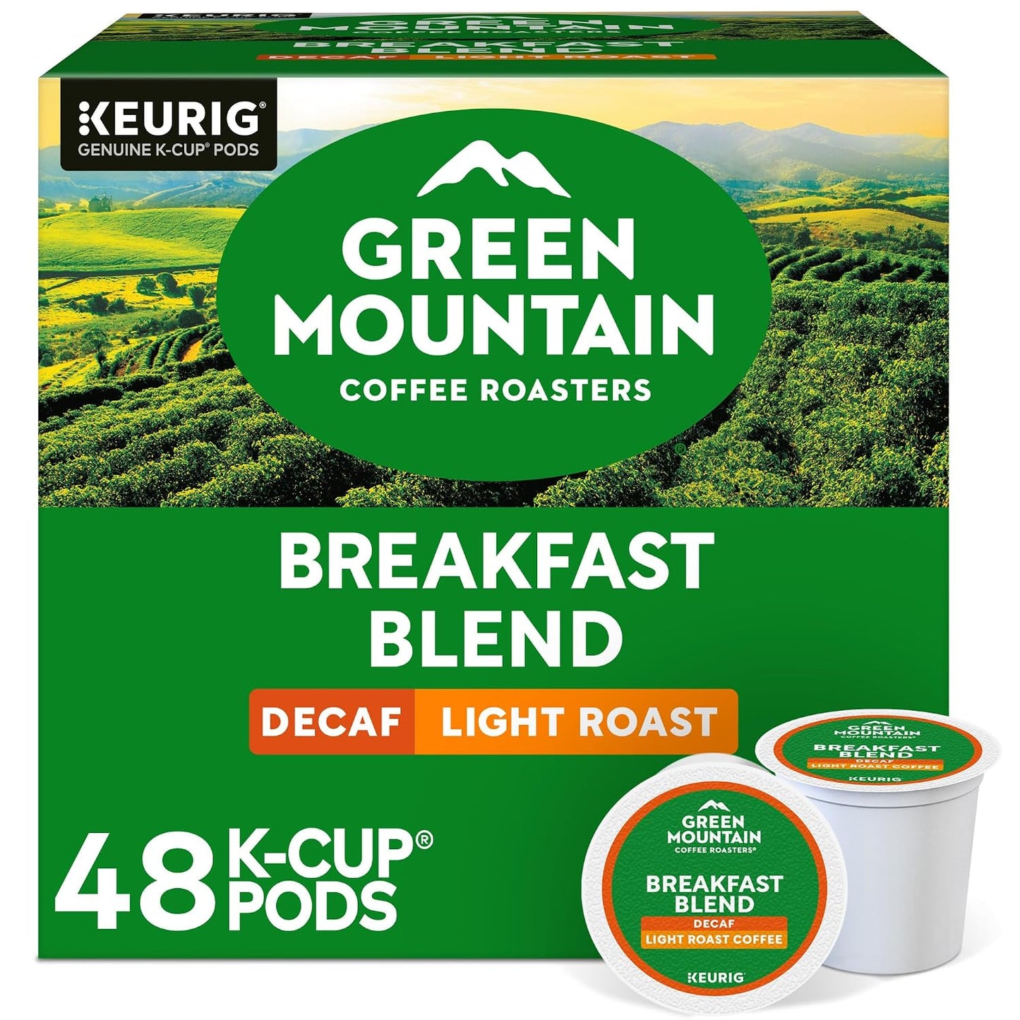 Green Mountain Coffee Roasters Decaf Breakfast Blend K-Cup Portion Pack for Keurig Brewers
