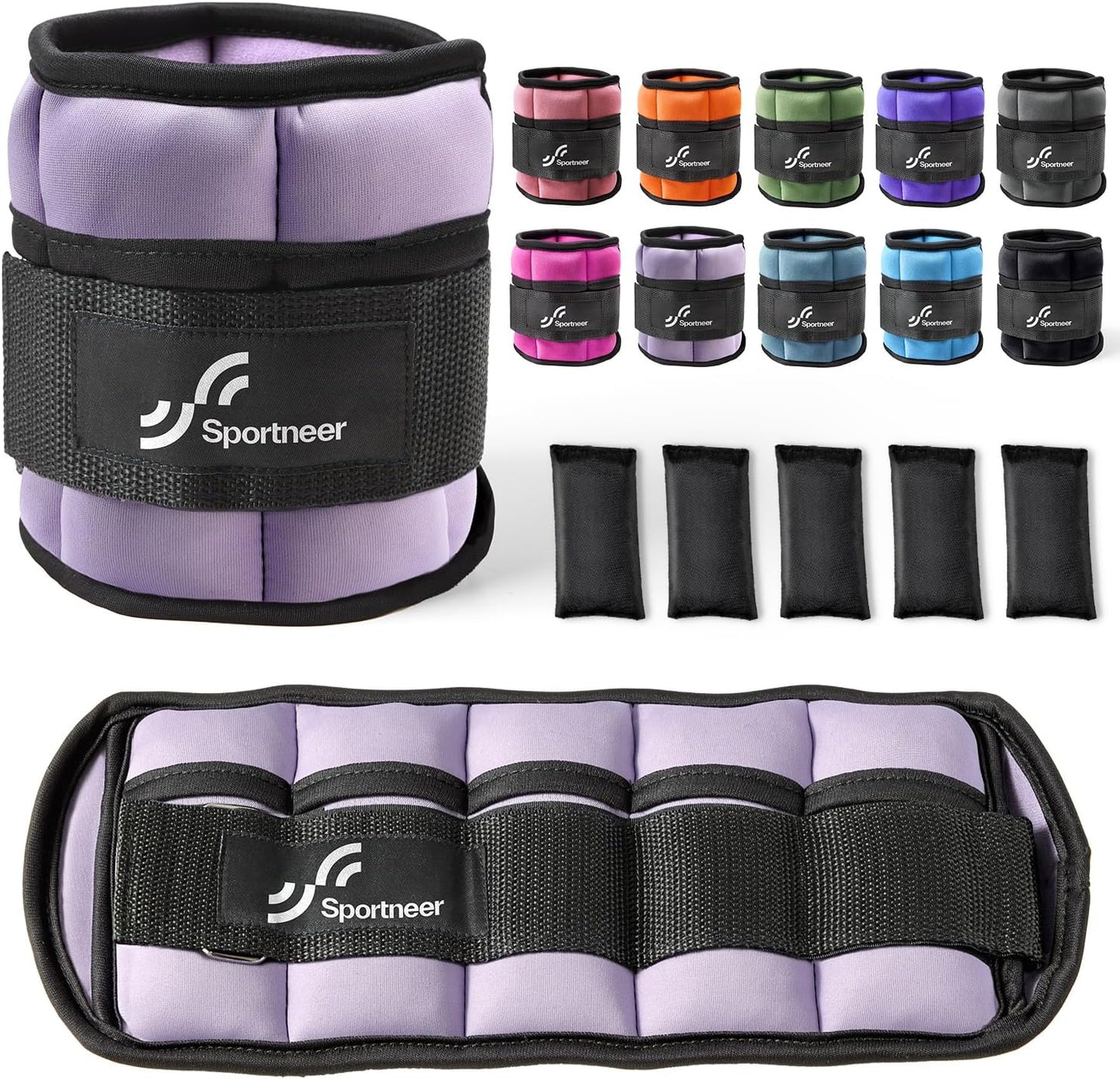 Sportneer Adjustable Ankle Weights Set - 2-10 lbs Removable Neoprene Leg Weights
