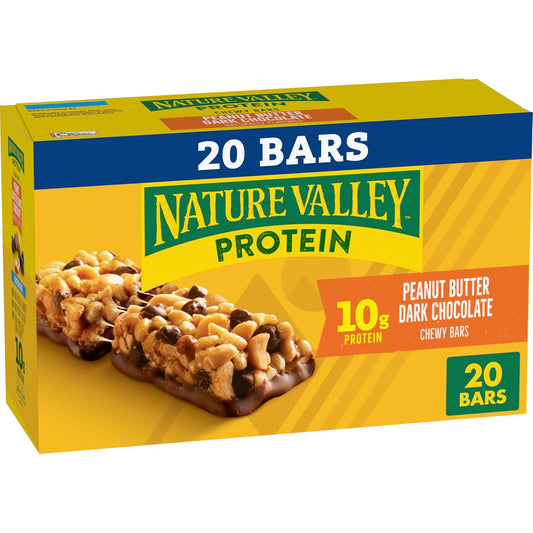 Nature Valley Peanut Butter Dark Chocolate Protein Chewy Snack Bars, 20 Bars, 28.4 oz
