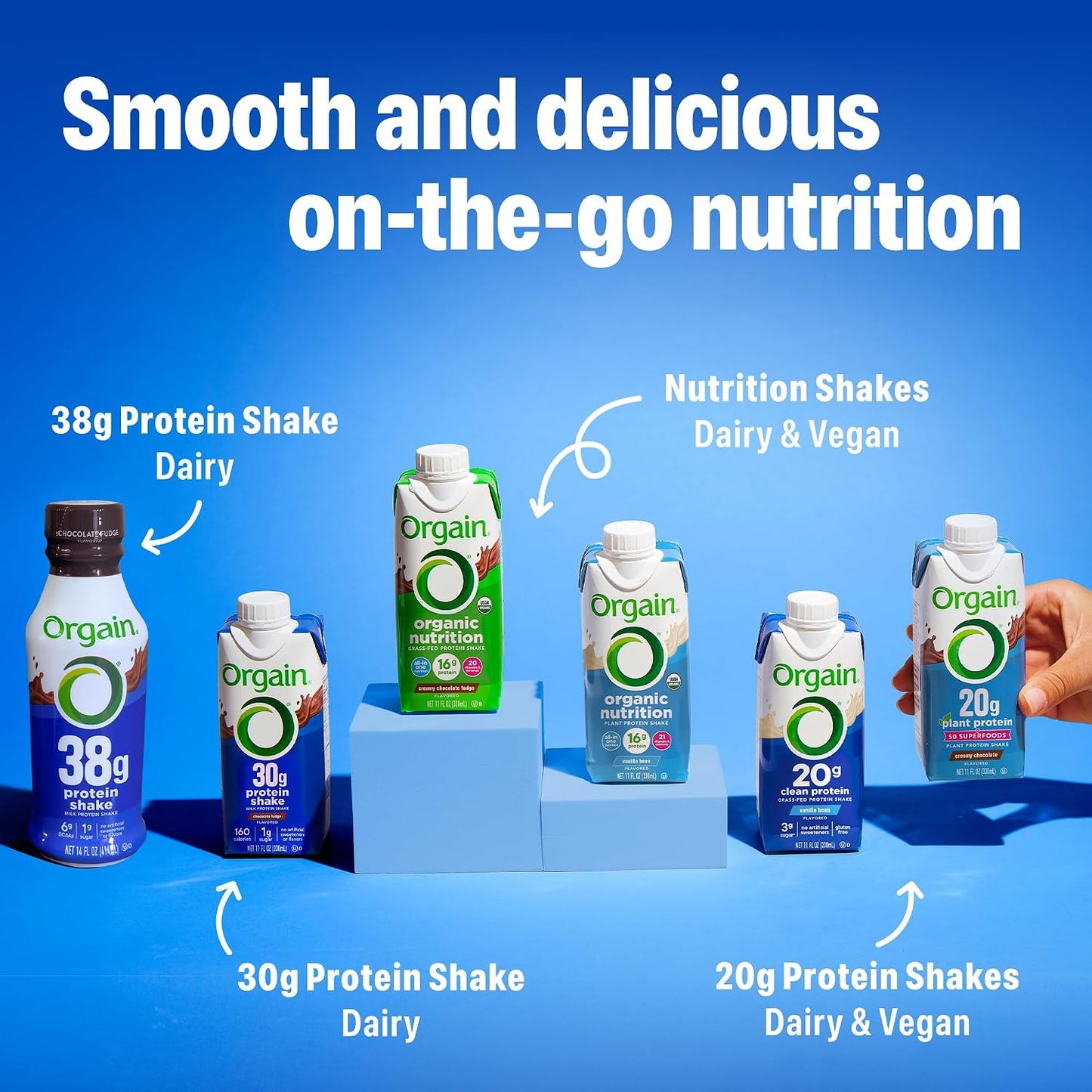 Orgain Organic Nutritional Vegan Protein Shake, Smooth Chocolate - 16g Plant Based Protein, Meal Replacement, 22 Vitamins & Minerals, Fruits & Vegetables, Gluten Free, Non-GMO, 11 Fl Oz (Pack of 12)