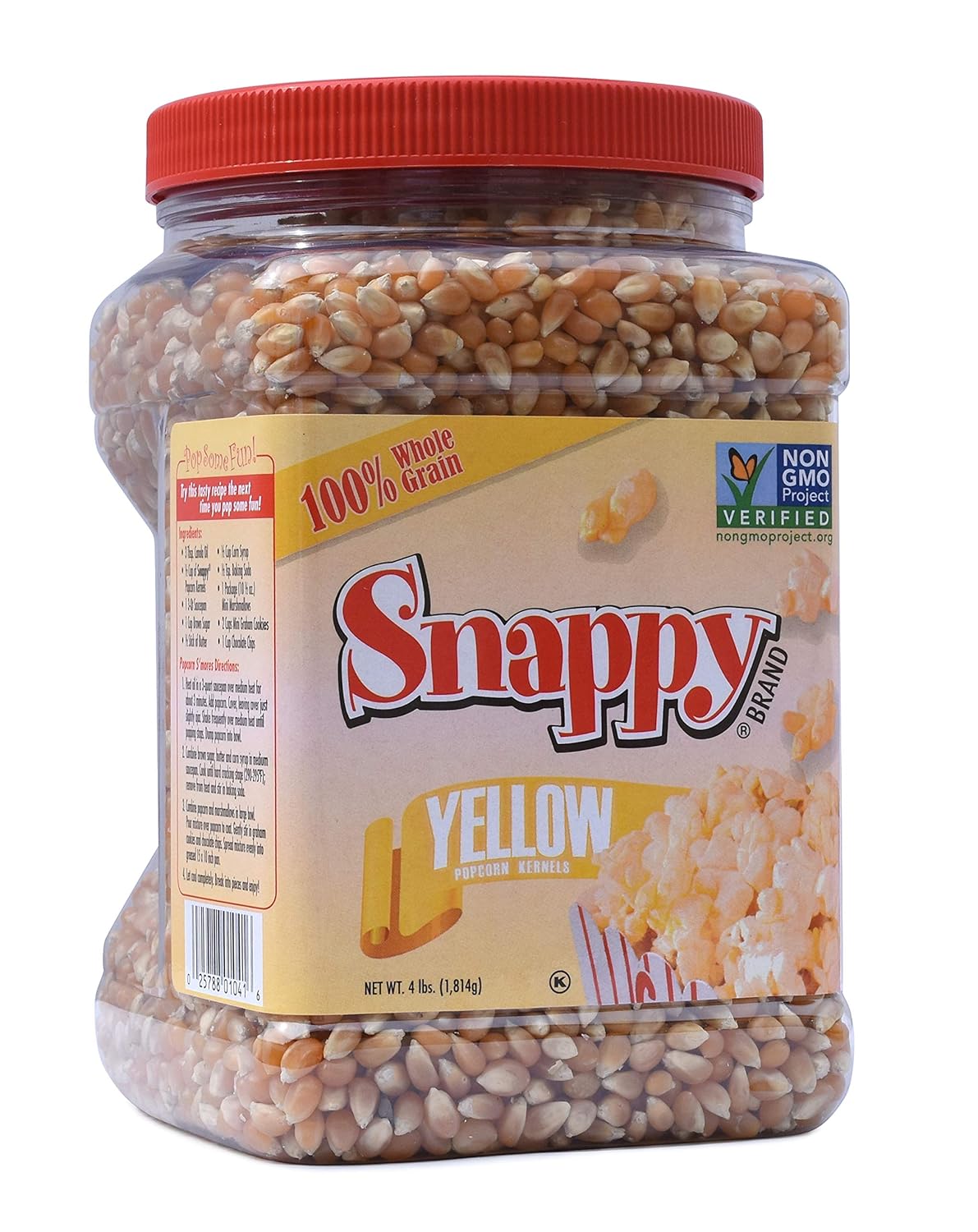 Snappy White Popcorn, 4 Pounds, Kernels, Non-GMO, Gluten Free, High Fiber Snack