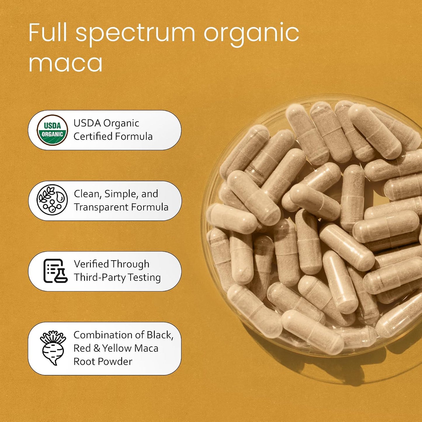 NaturaLife Labs Organic Maca Root – Black, Red & Yellow – 1900 mg per Serving – 150 Capsules – Gelatinized Peruvian Maca – Non-GMO, Gluten-Free, Vegan