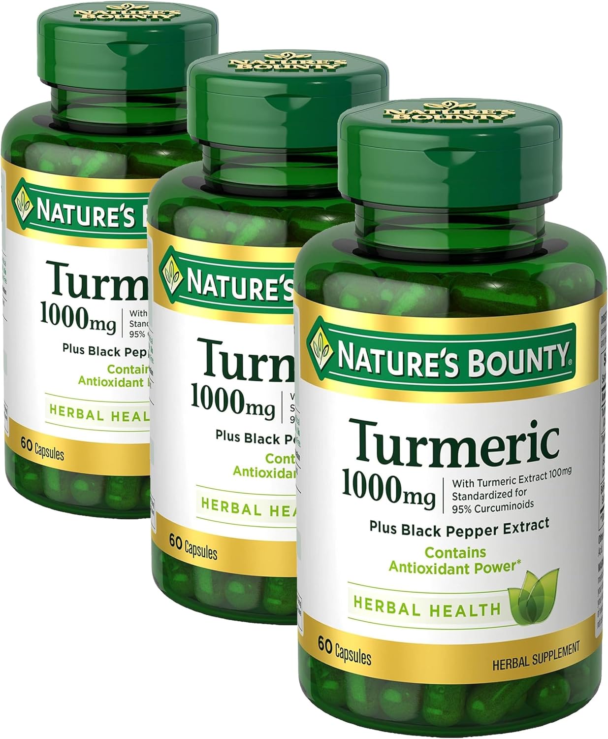 Nature's Bounty Turmeric with Black Pepper Extract, Supports Antioxidant Health, 1000mg, 60 Capsules