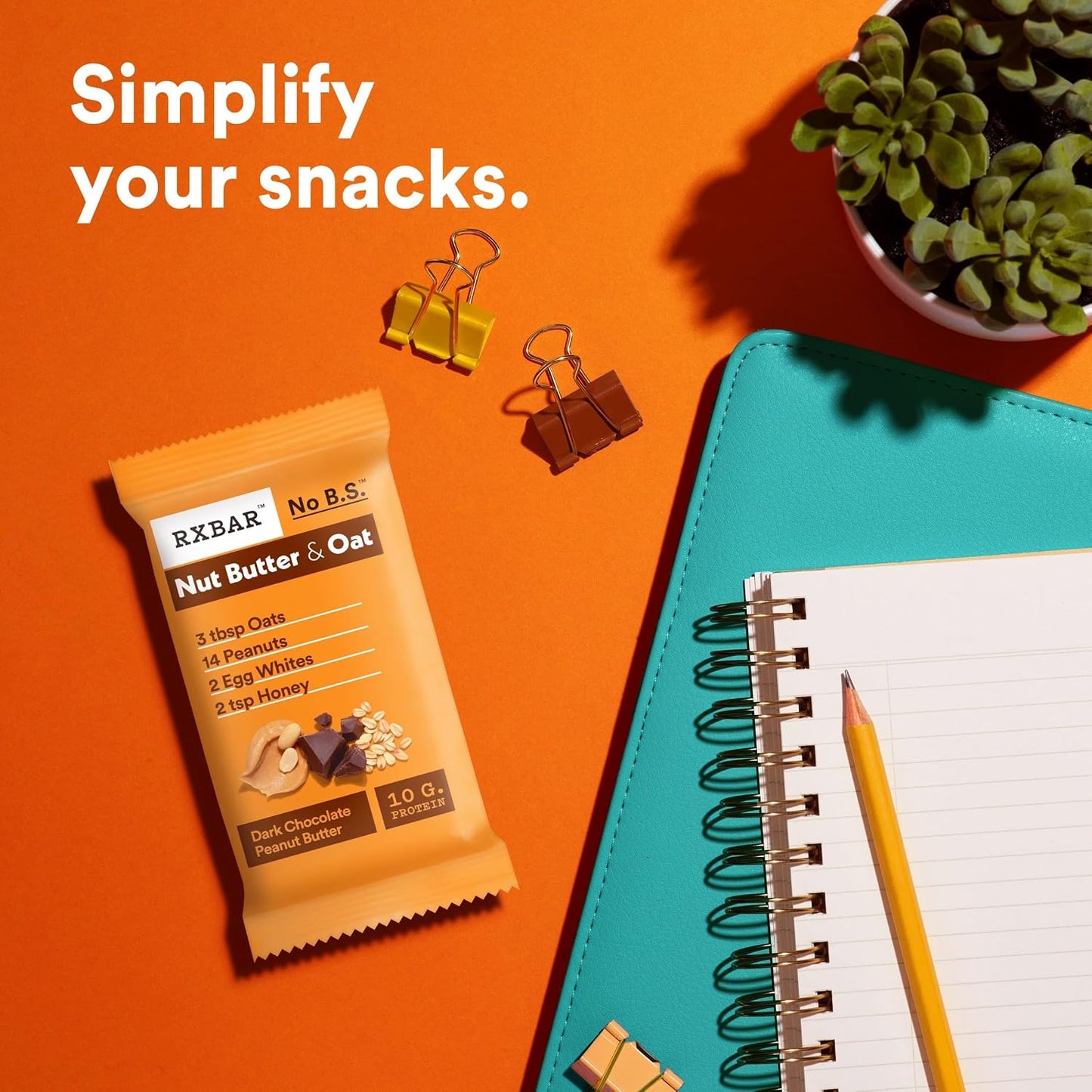 RXBAR Nut Butter and Oat Protein Bars, 12 Count, Dark Chocolate Peanut Butter, 23.2oz Box