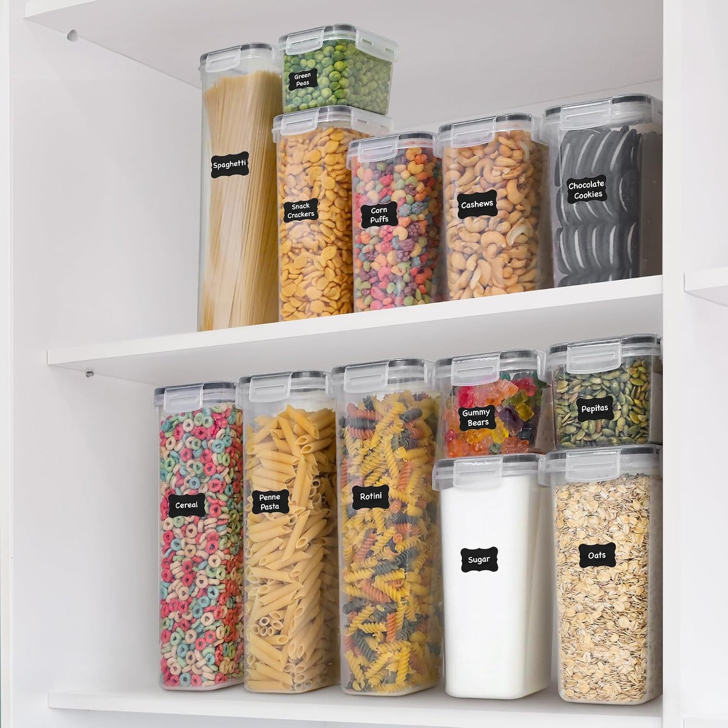 48-piece kitchen storage container set with lids and accessories
