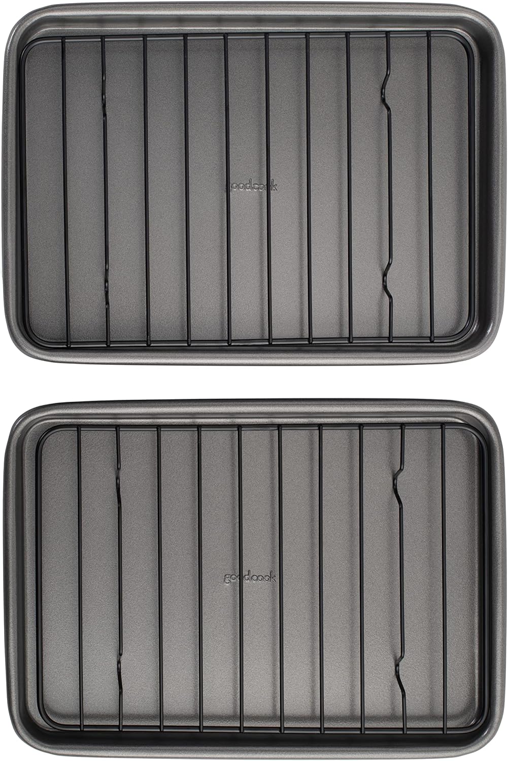 GoodCook Everyday Baking Sheet Set Nonstick Carbon Steel Standard-Sized Cookie Sheets for Even Baking, Bakeware Set Includes 3 Pans with Scratch-Resistant Finish, 13x9-Inch, Gray