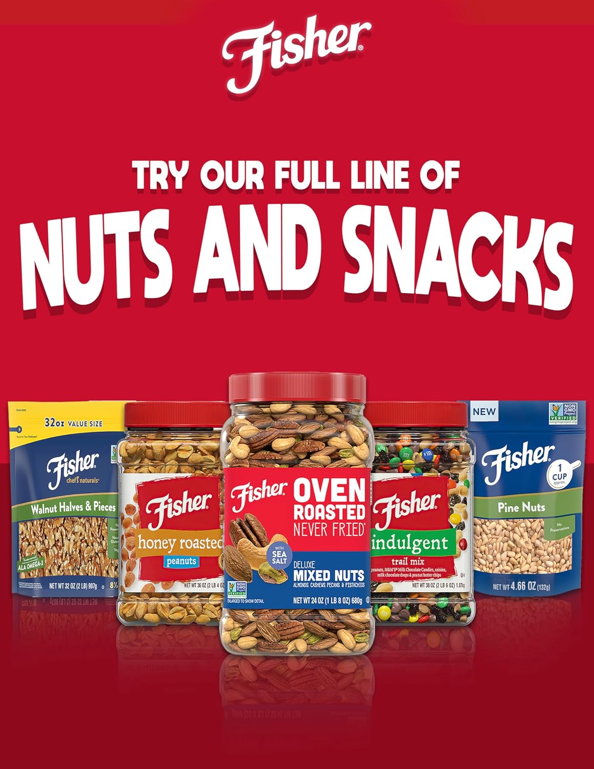 Fisher Oven Roasted Mixed Nuts with Peanuts, 24 Ounces, Reusable Canister