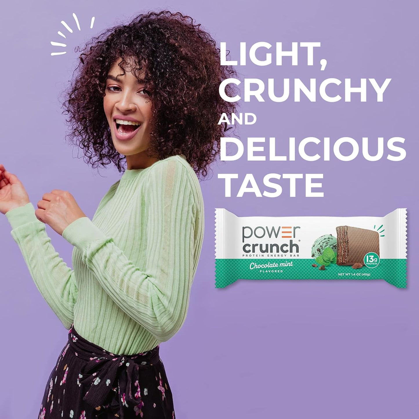 Power Crunch Protein Energy Wafer Bars, Chocolate Mint, 1.4 Ounce, 12 Count
