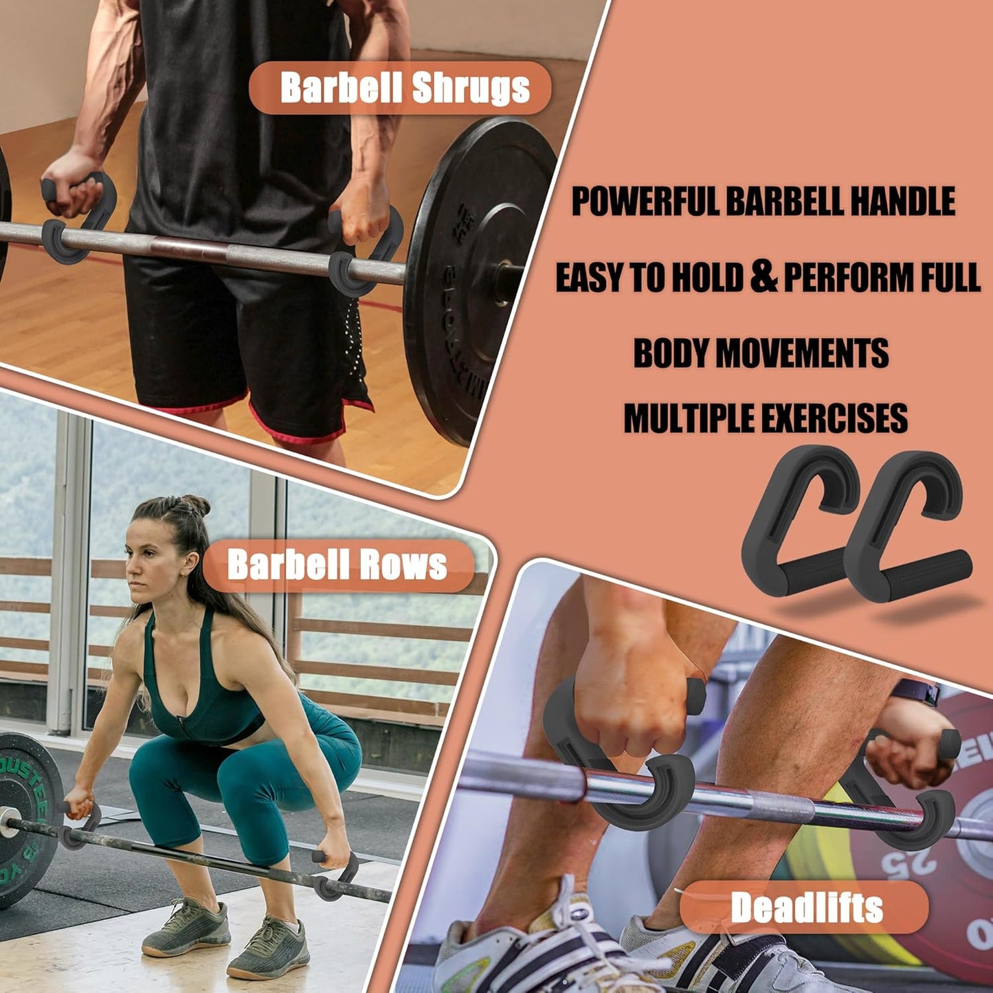 Neutral Grip Handles for Pull Up, Deadlift, Resistance Bands Home Gym Fitness