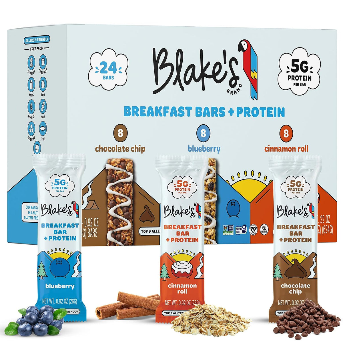 Blake's Seed Based Breakfast Bars Variety Pack 24 Count Gluten Free Nut Free Dairy Free Vegan