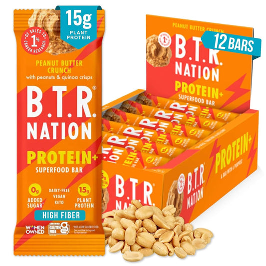 B.T.R Nation Vegan Keto Plant Based Protein Bars - 12 Count, Low Carb, Gluten Free, No Sugar Alcohols, Dairy, Soy