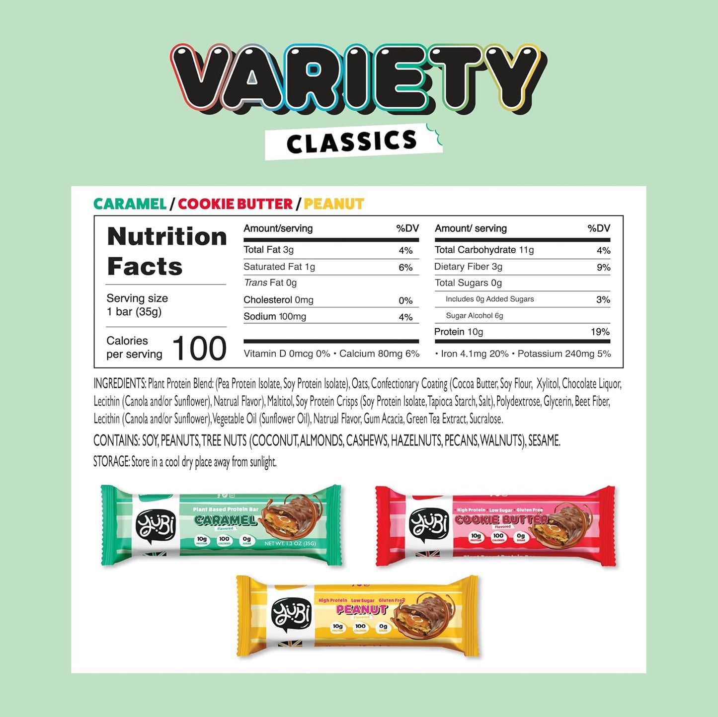 YuBi Bars Variety Pack, 12 Pack, 14.8oz, Gluten Free, Dairy Free, Non-GMO, Low Sugar, Low Carb