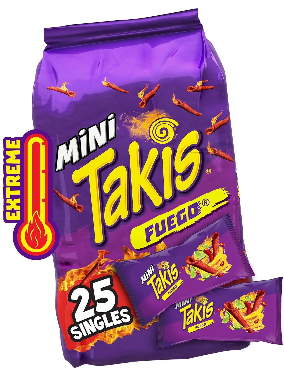 Takis Fuego Mini 25 pc 1.23 oz Bite Size Multipack Rolled Tortilla Chips