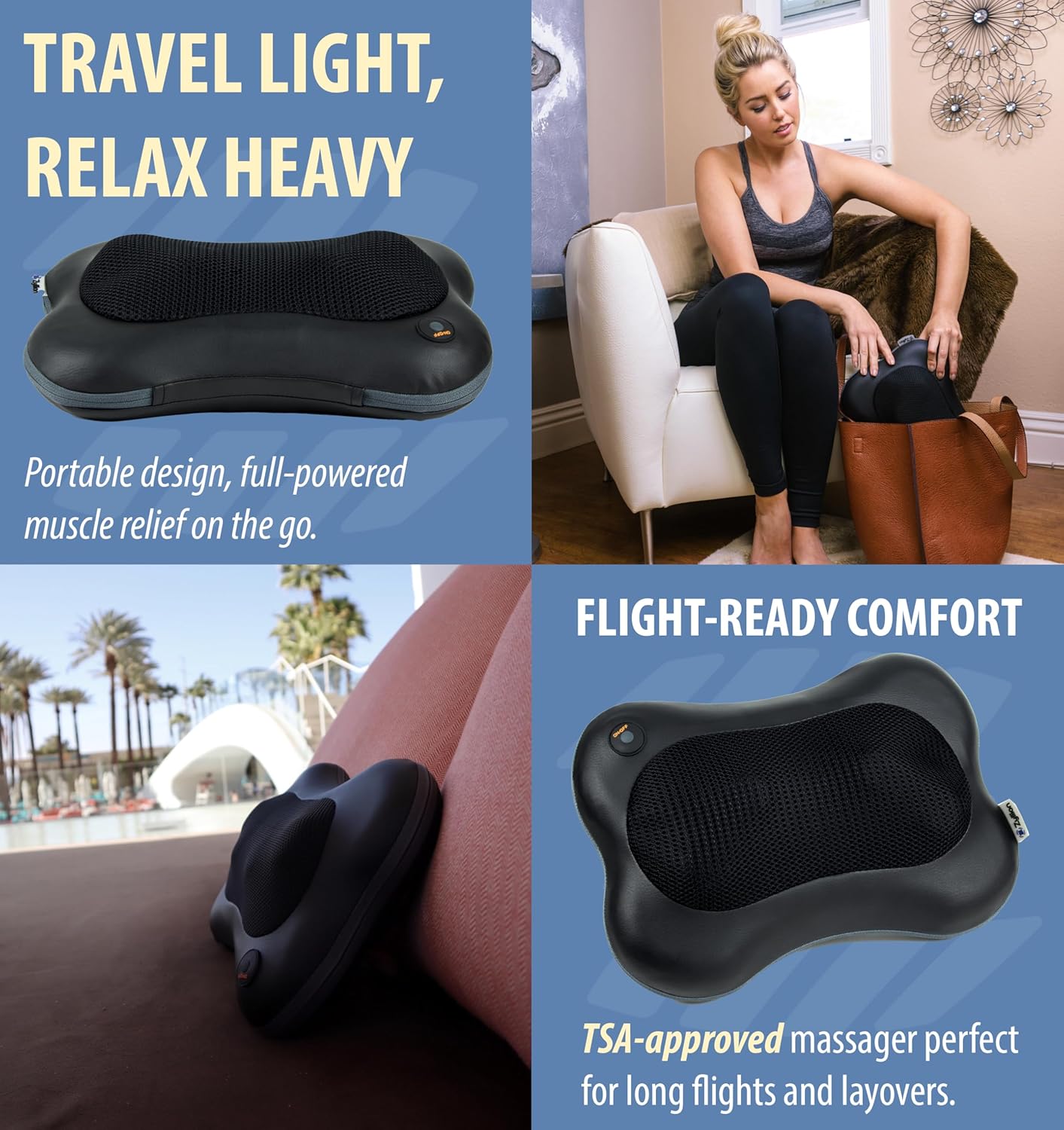 Zyllion Shiatsu Back and Neck Massager with Heat - 3D Electric Kneading Deep Tissue Massage Pillow