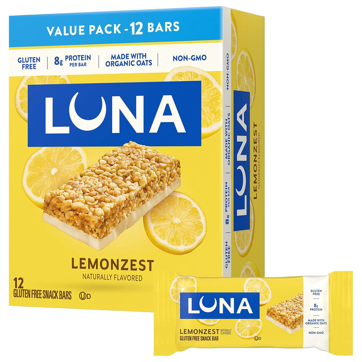 Luna Bar LemonZest Flavor Gluten Free Snack Bars Non GMO 12 Pack Protein Bars Value Pack