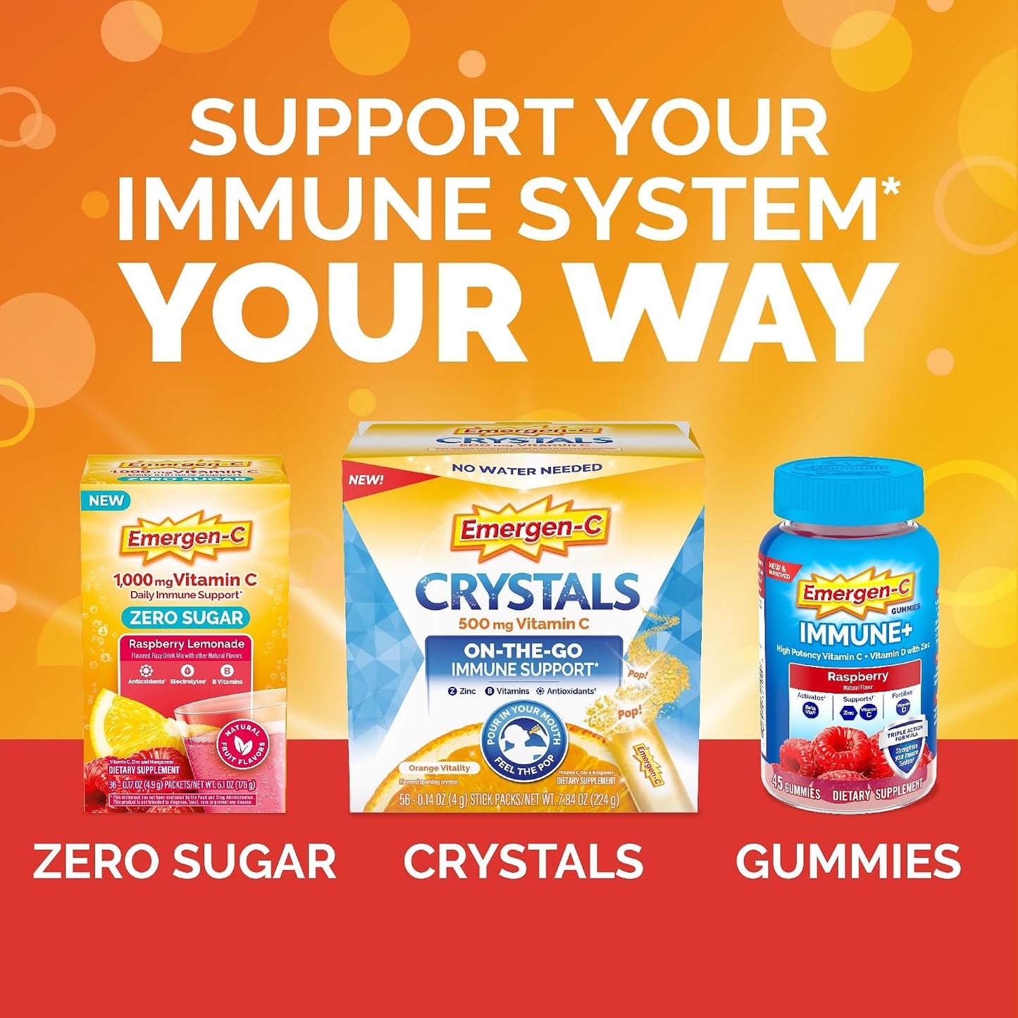 Emergen-C 750mg Vitamin C Gummies for Adults, Immunity with B Vitamins, Gluten Free