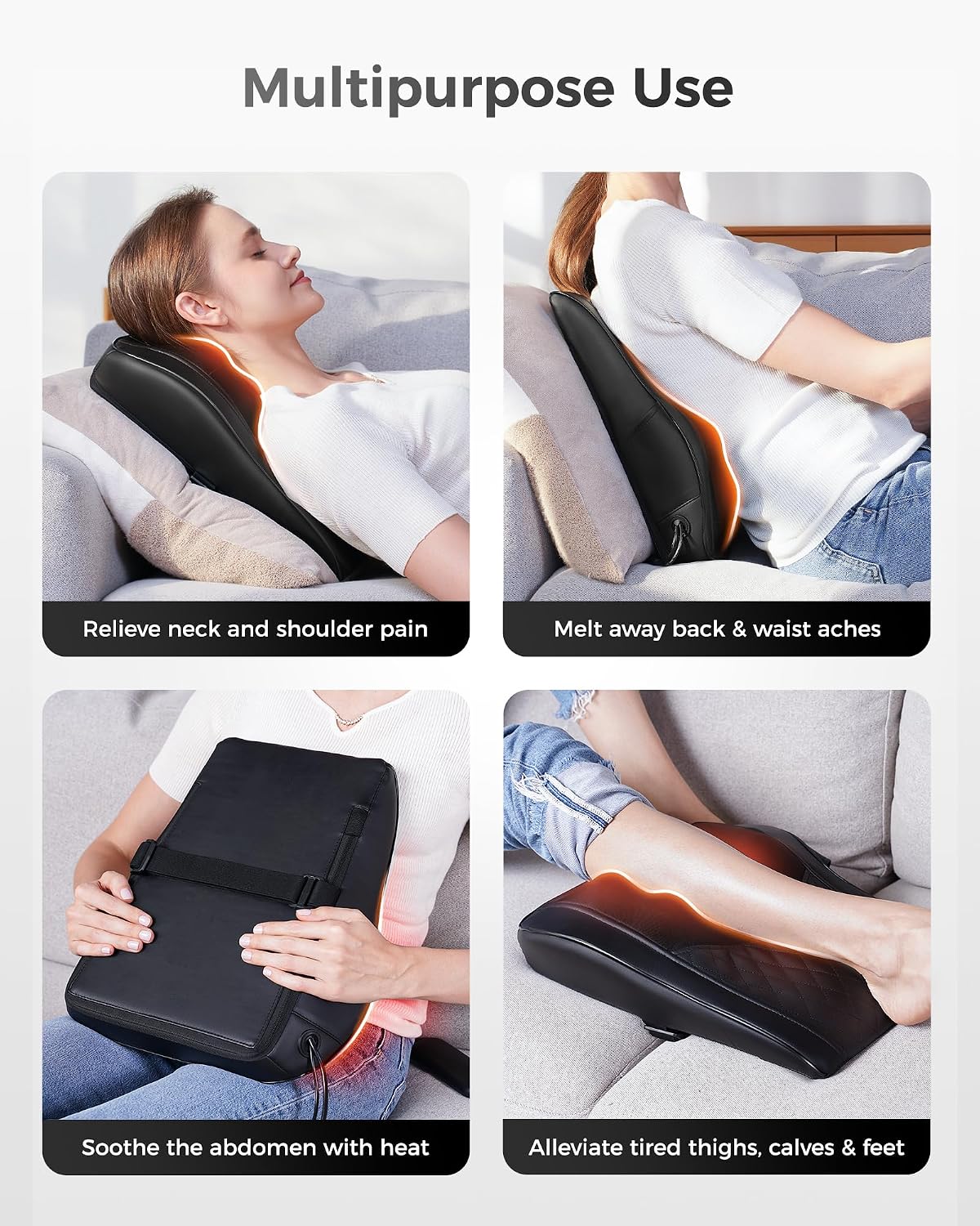 Boriwat Back Massager with Heat for Neck, Shoulder, Leg Pain Relief