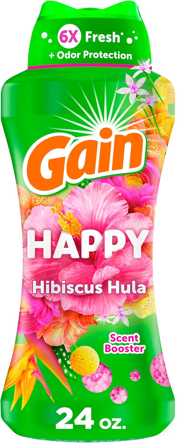 Gain Scent Booster Beads, In-Wash Laundry Scent Beads for Long-Lasting Freshness and Odor Protection, Happy Scent for an Enhanced Laundry Experience, 24 Oz (Packaging May Vary)