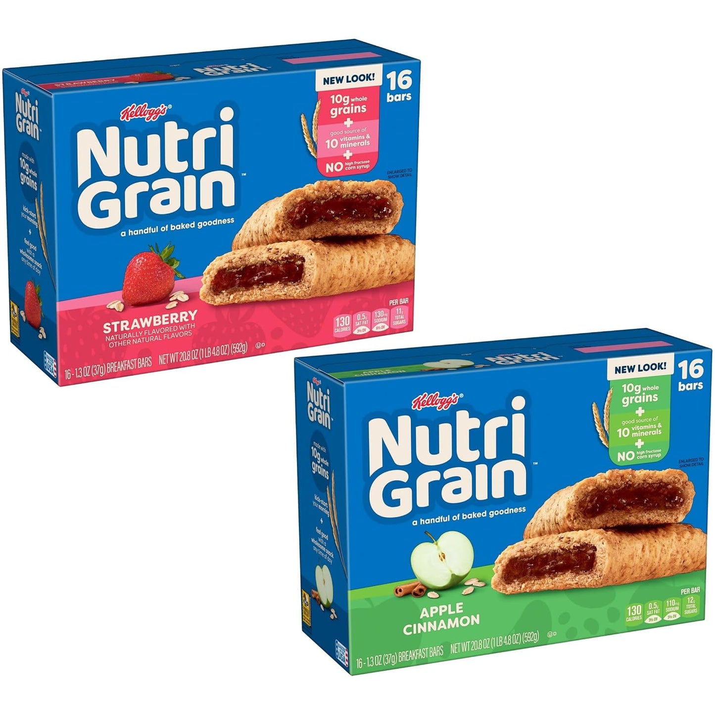Nutri-Grain Breakfast Bars Variety Pack with 10g Whole Grains, 48 Count