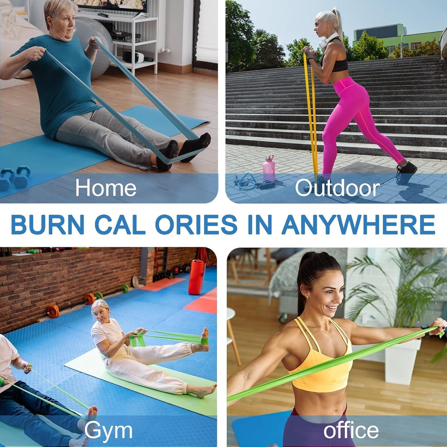 Lianjindun 5-Piece Professional Resistance Bands - Latex-Free, Pilates Workout Bands