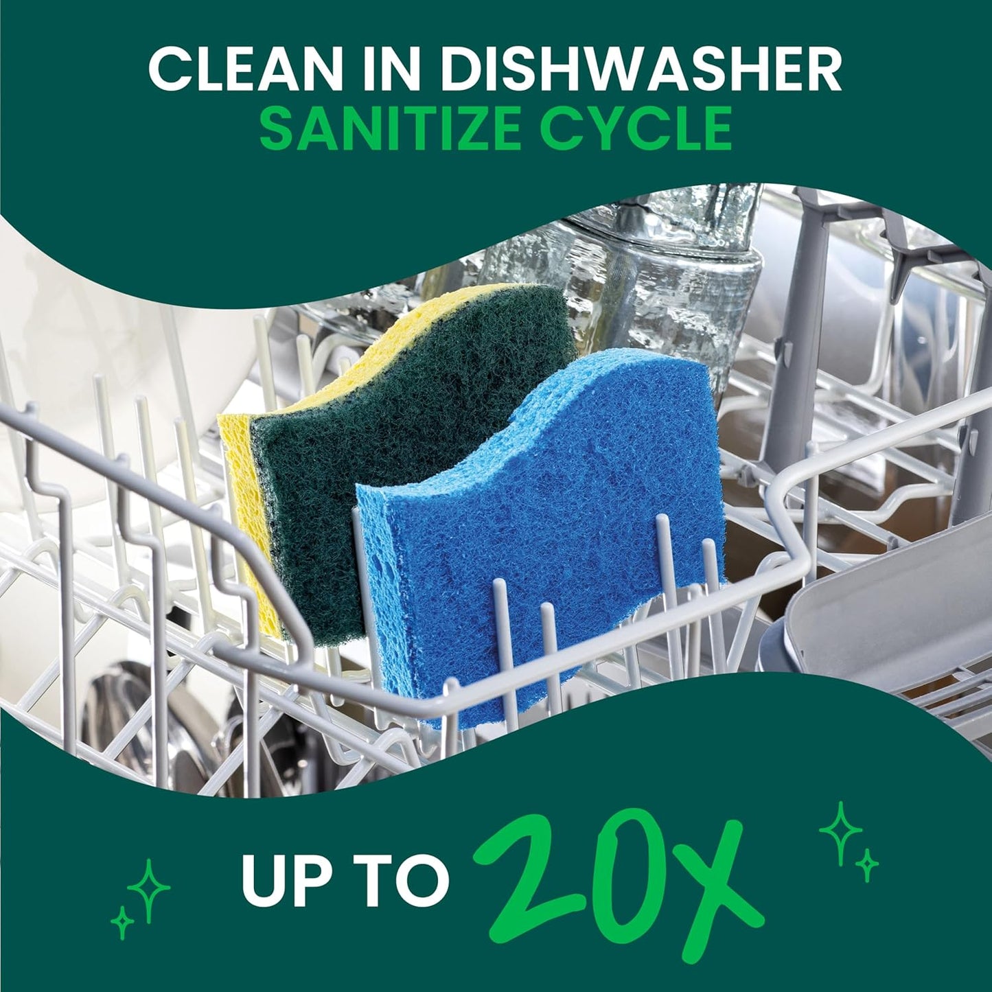 Scotch-Brite Zero Scratch Scrub Sponge, 6 Kitchen Sponges for Cleaning Around the Home, Bathroom & More, Scratch-Free Dish Scrubber, Multi-Surface Safe, Best for Nonstick Pots and Pans