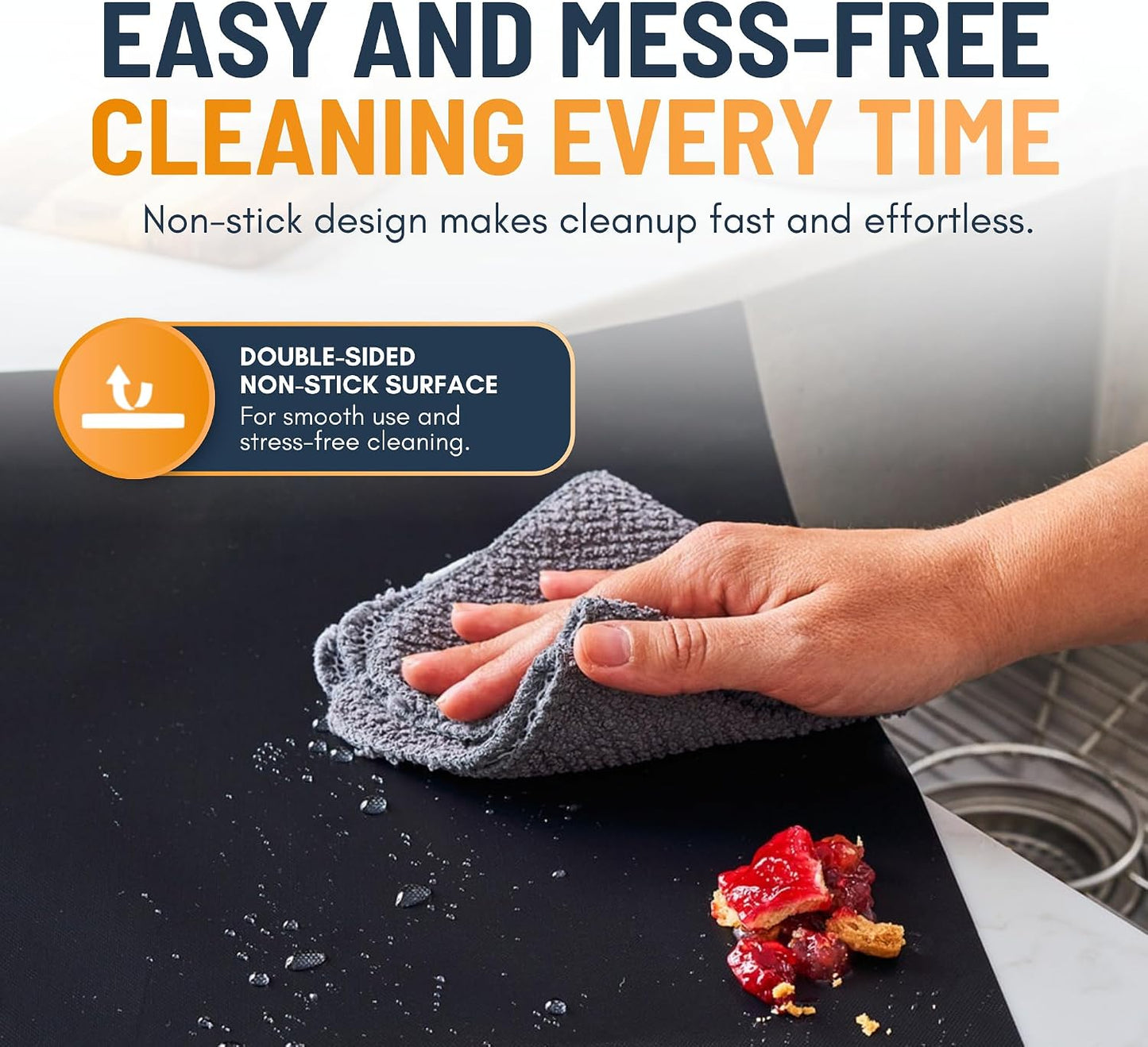 Oven Liners for Bottom of Oven - 2 Pack Large Heavy Duty Mats, 17”x25” Non-Stick Reusable Liner for Electric, Gas, Toaster Ovens, Grills - BPA & PFOA Free Kitchen Accessory to Keep Oven Clean (Black)