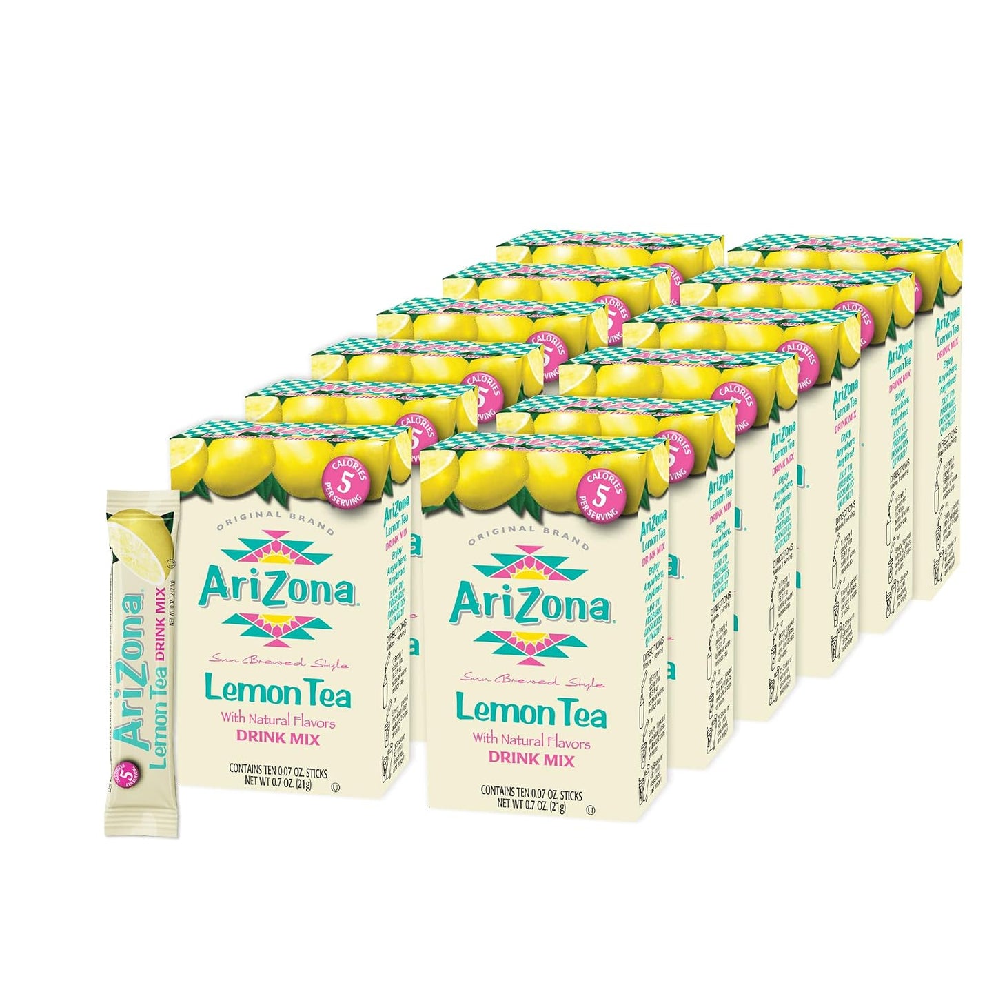 AriZona Green Tea On-the-Go Powder Drink Mix 0.07oz 10ct Box (12 Pack)