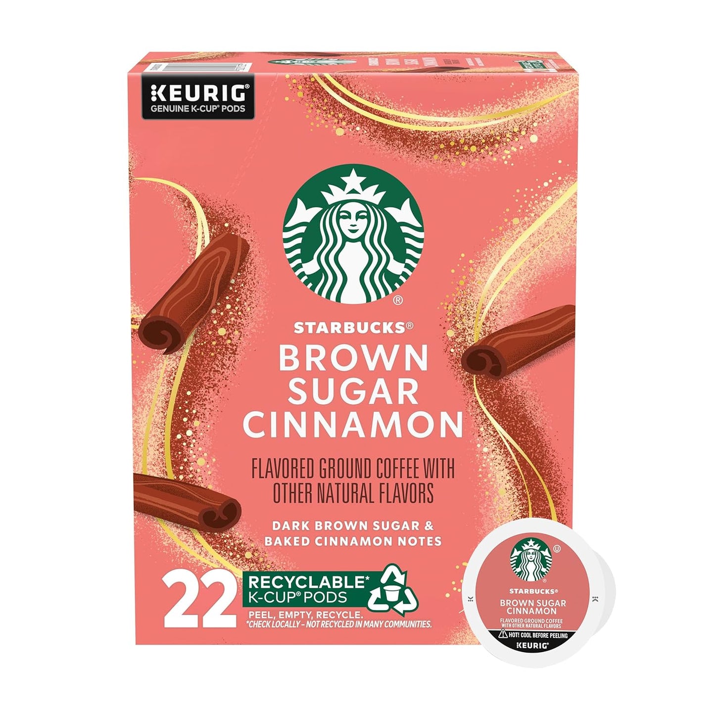 Starbucks Brown Sugar Cinnamon Flavored Coffee K-Cup Pods, 22 Count, Keurig Compatible