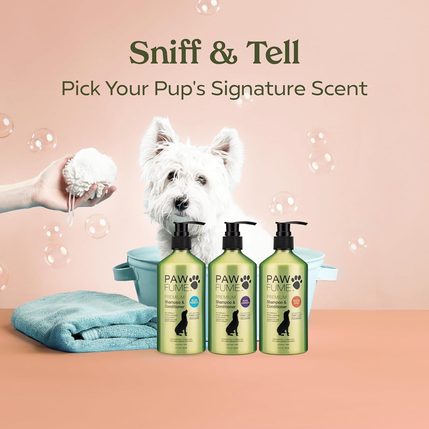 PAWFUME Deshedding Dog Shampoo and Conditioner, Show Dog, 1-Pack – Nourish & Detangle for Silky Soft Coat – Probiotic, Deep-Cleaning, pH-Balanced Formula – Salon-Quality Shampoo for Dogs