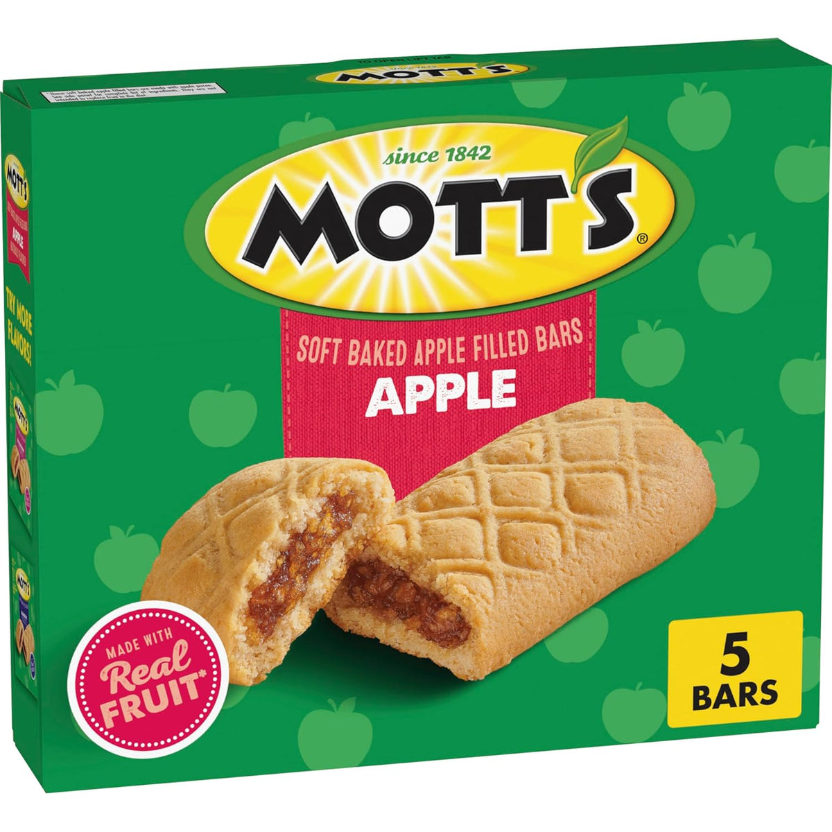 Soft Baked Apple Filled Bars, Apple Flavor Snacks, 5 Count, 6.55 oz