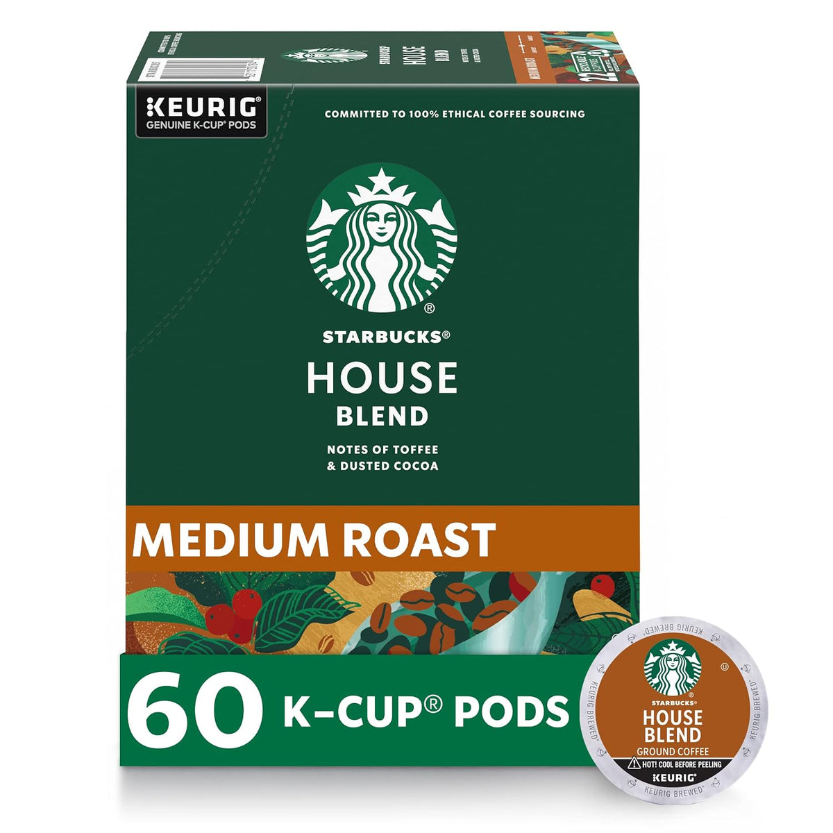 Starbucks House Blend Medium Roast Coffee K-Cups for Keurig Brewers, 100% Arabica, 6 boxes