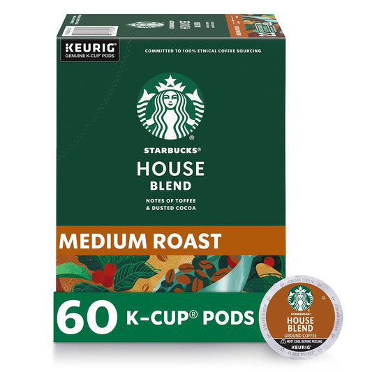 Starbucks House Blend Medium Roast Coffee K-Cups for Keurig Brewers, 100% Arabica, 6 boxes