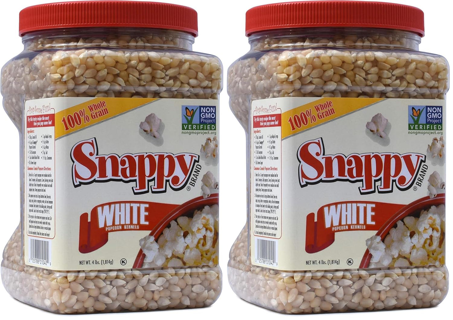 Snappy White Popcorn, 4 Pounds, Kernels, Non-GMO, Gluten Free, High Fiber Snack