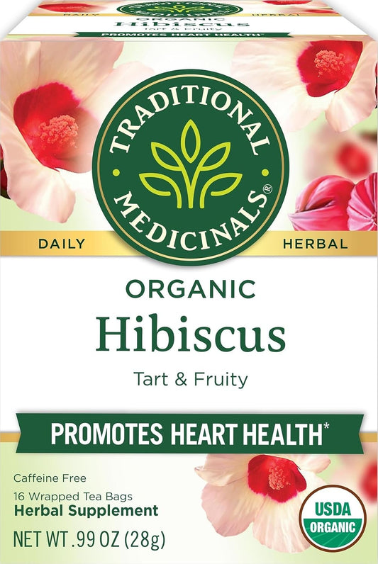 Organic Hibiscus Tea - 16 Tea Bags - Kosher, Non-GMO, Caffeine-Free, Compostable