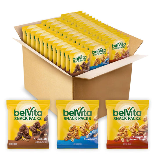 belVita Bites Breakfast Biscuits Variety Pack, 40 Snack Packs, 3 Flavors