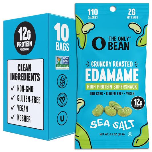 Crunchy Dry Roasted Edamame Snacks in Sea Salt, High Protein, Low Carb, Gluten Free, Vegan