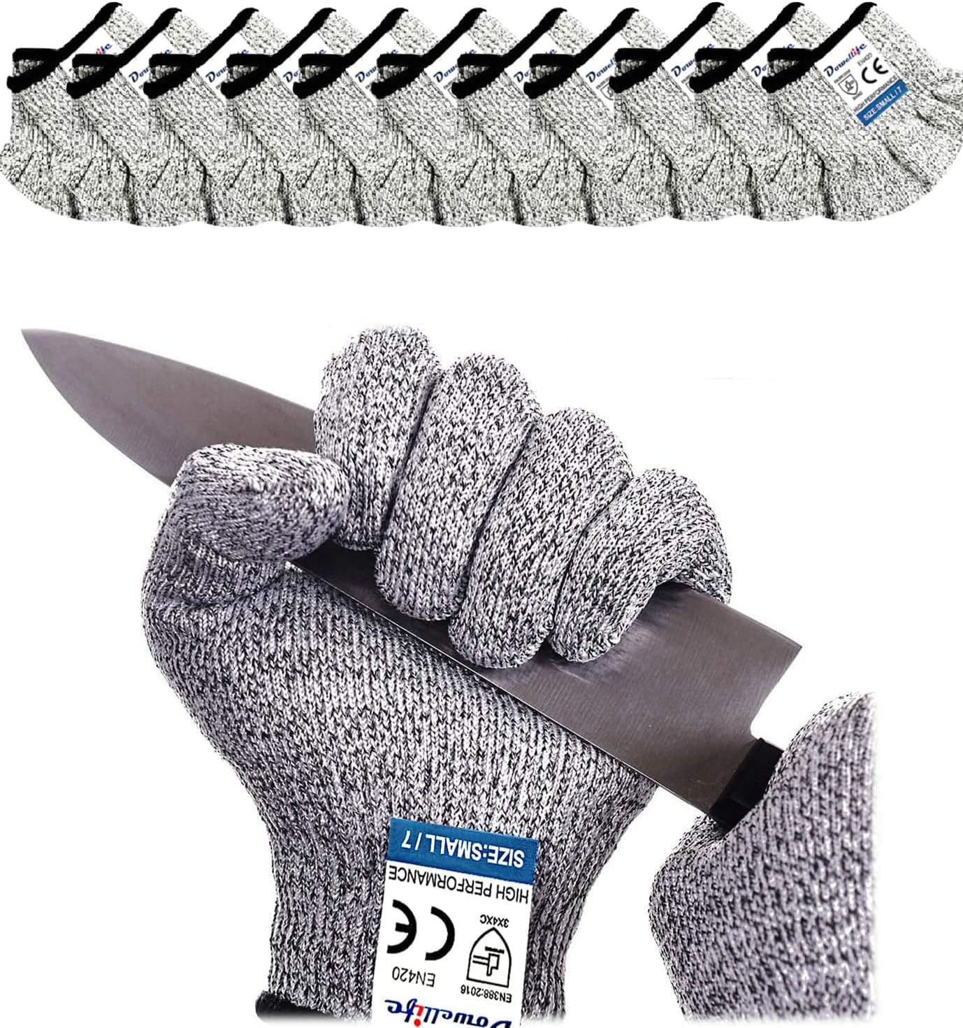 Dowellife Cut Resistant Gloves Food Grade Level 5 Protection, Safety Kitchen Cut Gloves for Chef Oyster Shucking Mandolin Knife Butcher Meat Cutting