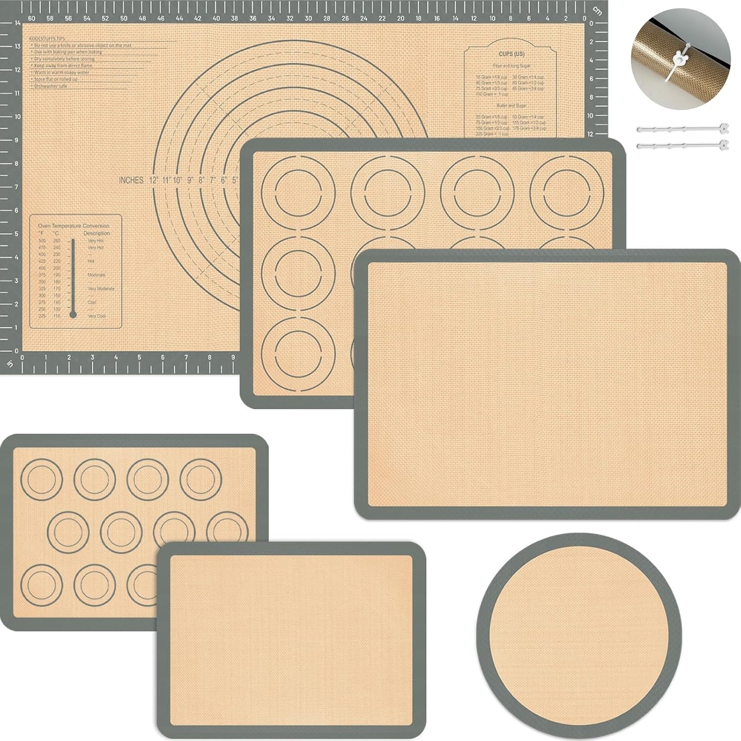 Koolstuffs Silicone Baking Mat, Nonstick and Reusable, 3 Pack | Dishwasher Cleanup, Less Need for Oil, Cooking Spray, No Parchment, Half and Quarter Sheet Sizes, Cookies, Bread, Pastries
