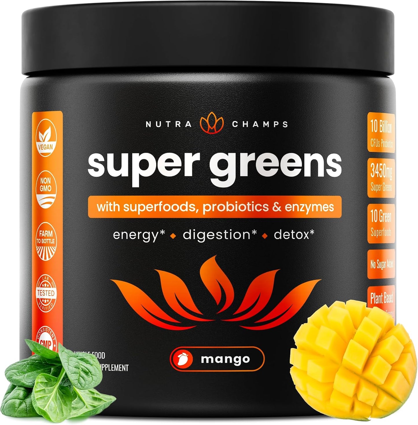 SuperGreens Powder, Organic Superfoods for Energy and Digestion