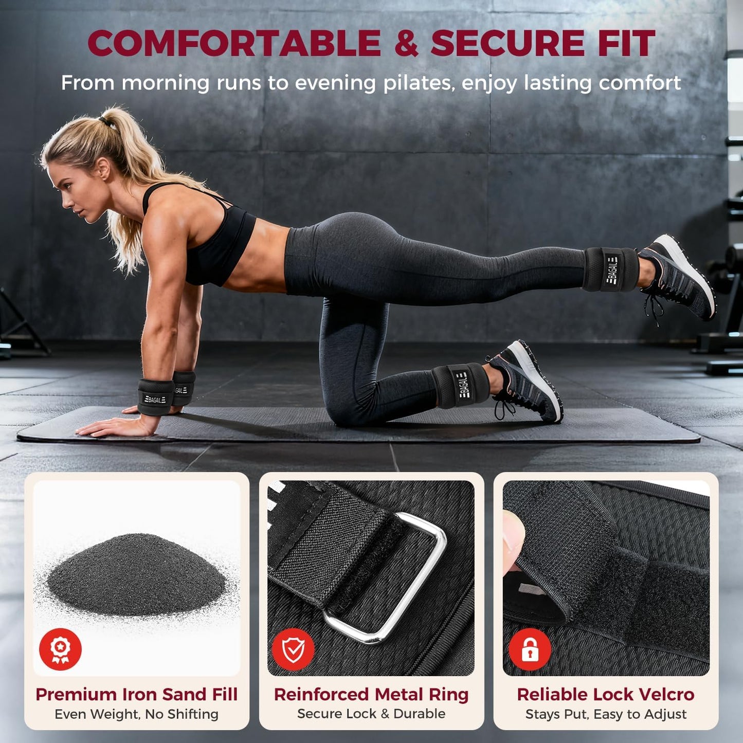 BAGAIL Ankle Wrist Weights for Women & Men, 1-10 LBS Adjustable Leg Arm Weights
