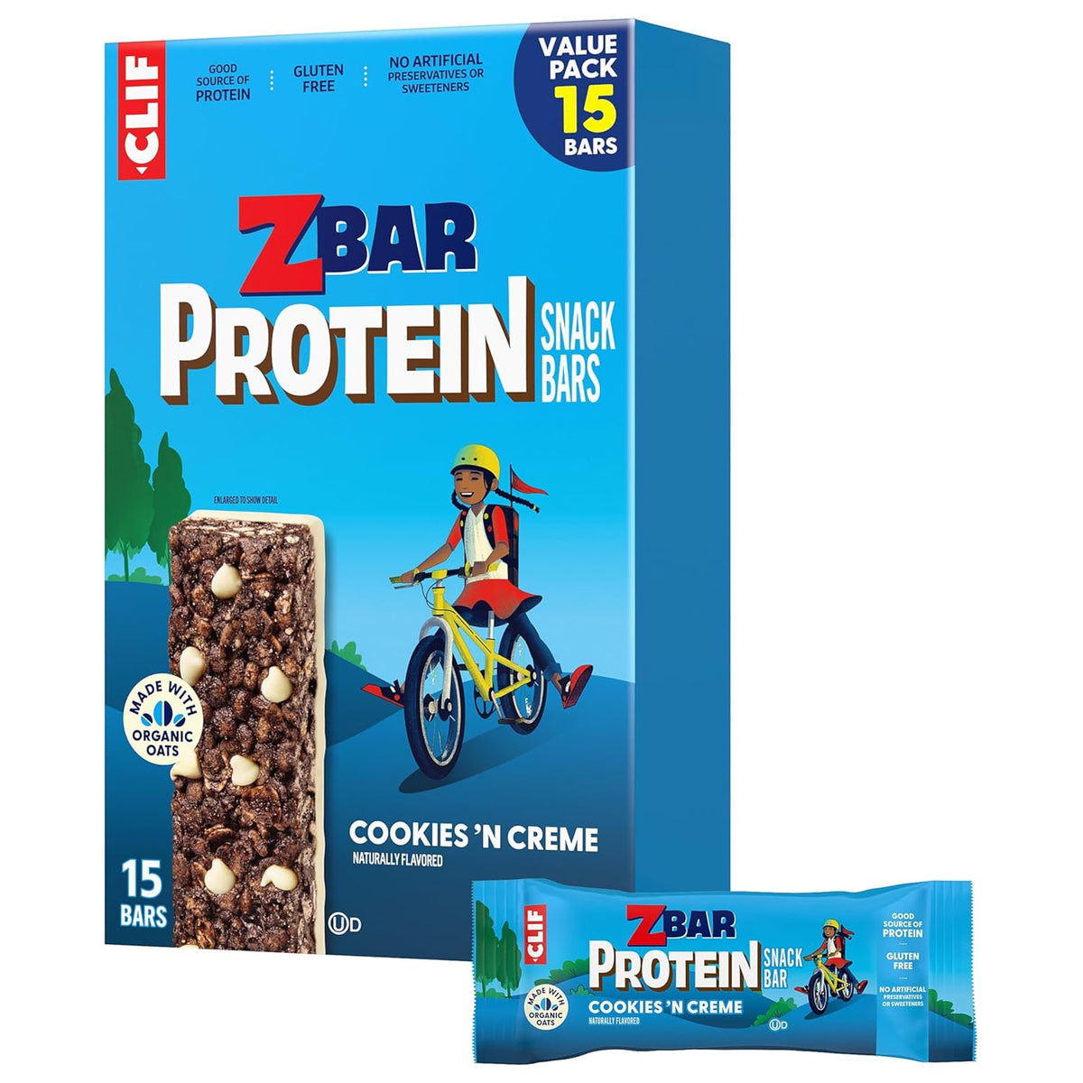 Zbar Protein Cookies 'N Creme Snack Bars Made with Organic Oats Non-GMO Gluten Free
