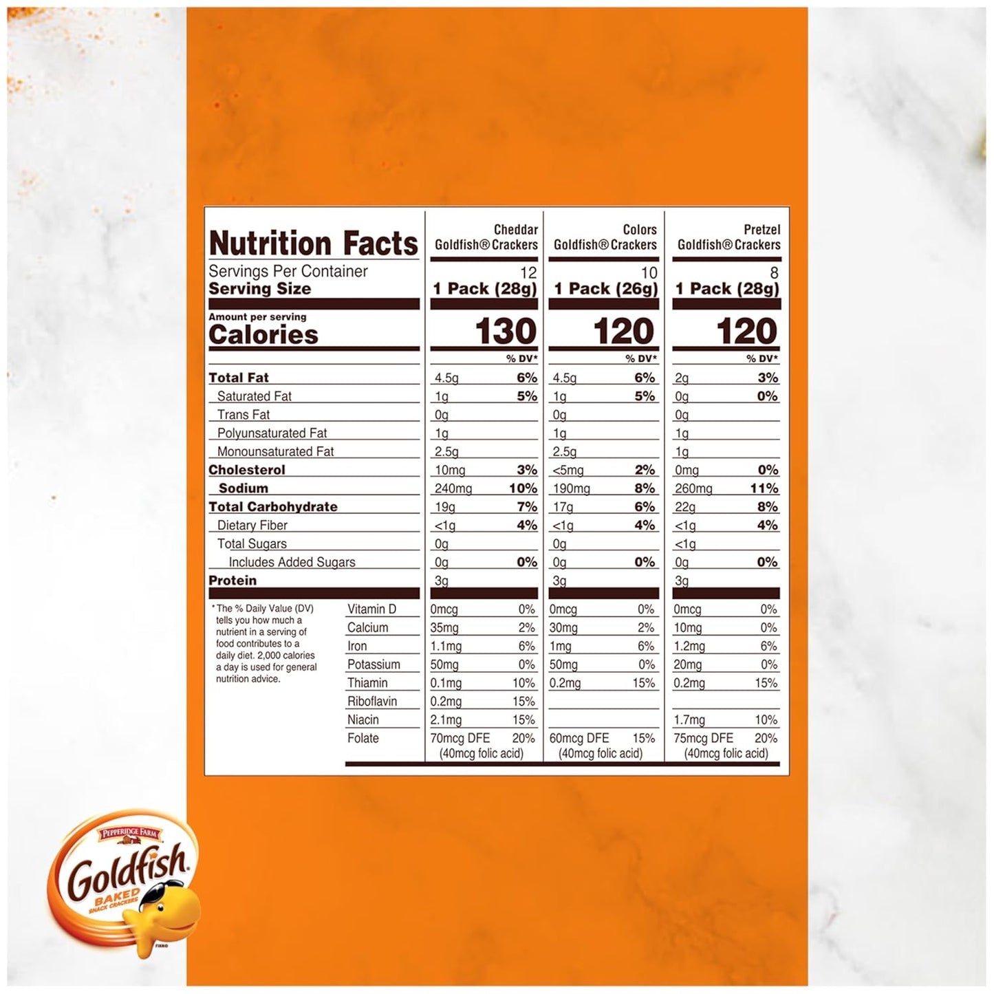Goldfish Crackers Variety Pack with Cheddar, Colors, and Pretzels, 30 Count