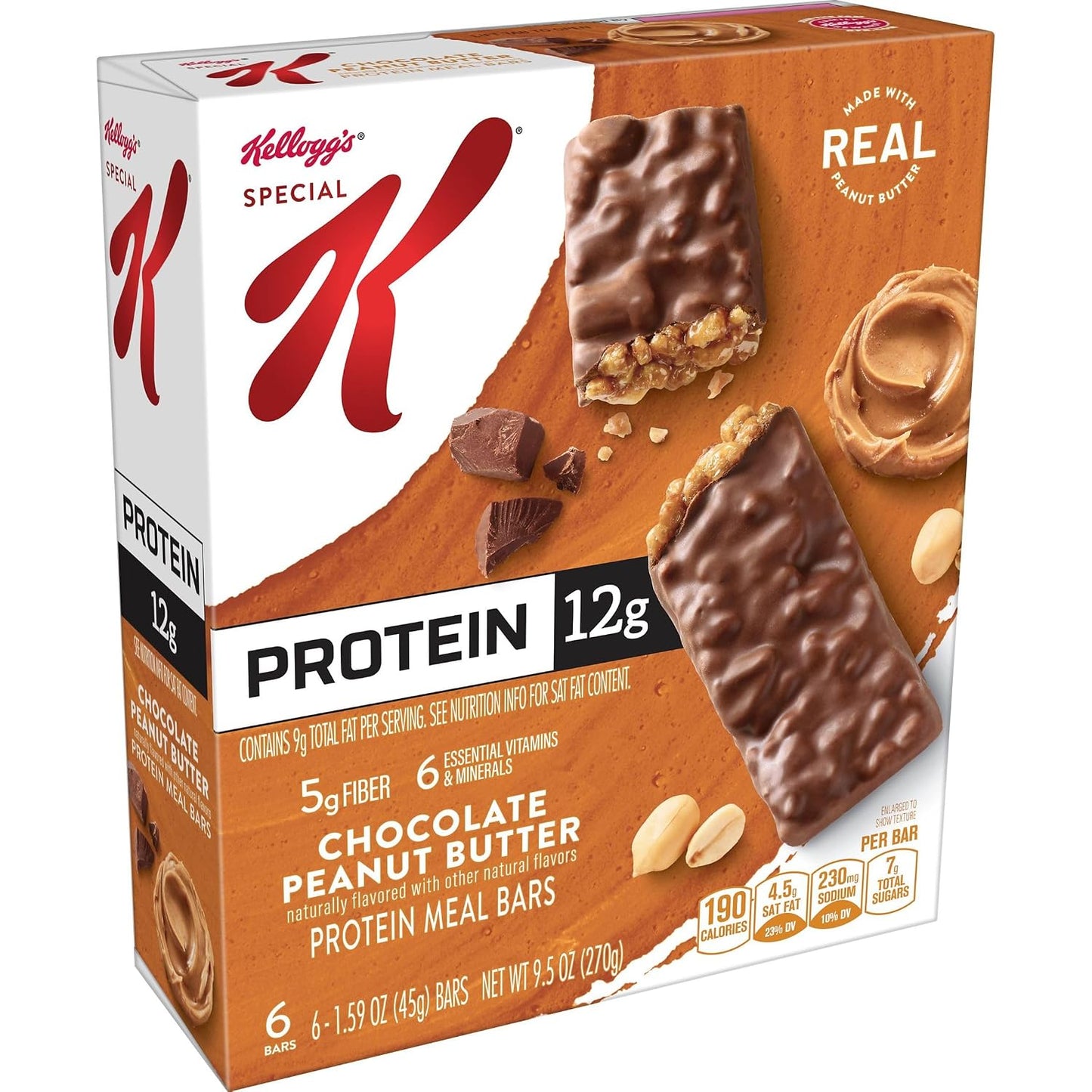 Special K Bar Protein Meal Bars, 12g Protein, Chocolate Peanut Butter, 3 Boxes 18 Bars