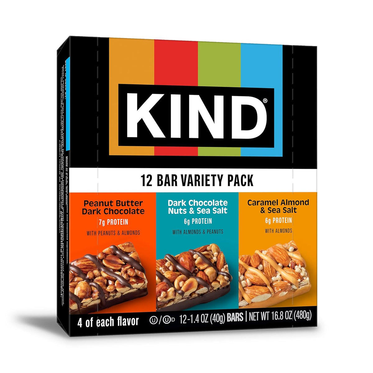 KIND Snack Bars Variety Pack, Gluten Free, Low Sugar, High Fiber, 12 Count
