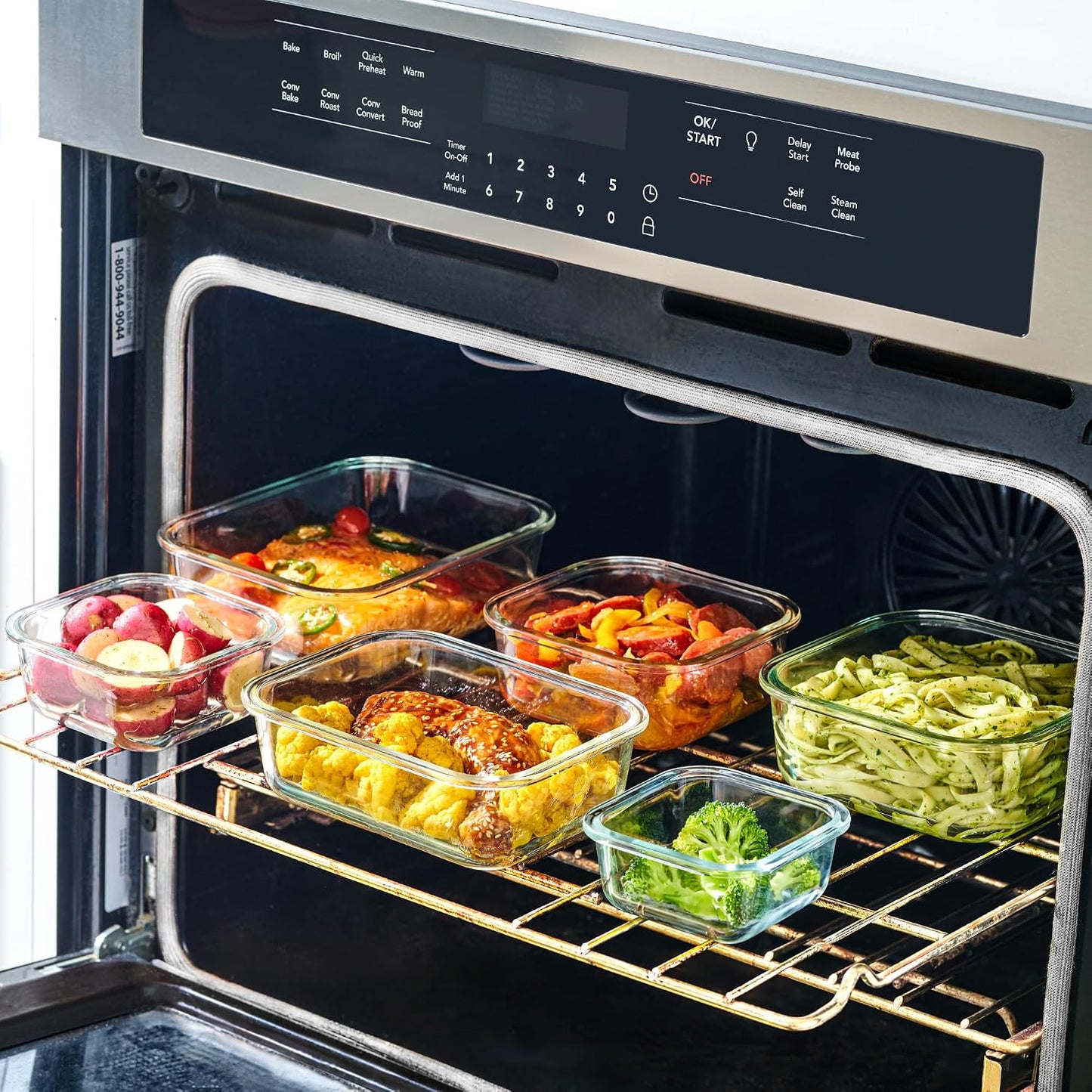 24pc Set Glass Food Storage Containers & Bowls with Airtight Lids - Leakproof BPA-Free Meal Prep Airtight Stackable Lunch Boxes, Kitchen Pantry & Storage Organizers - Microwave Freezer Dishwasher Safe