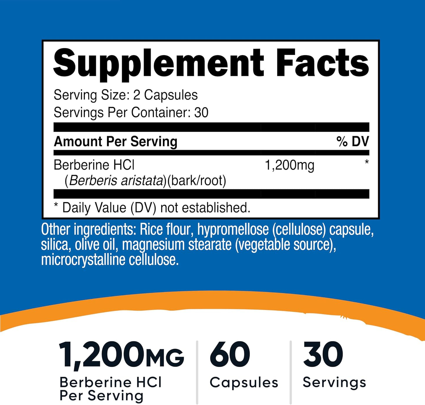 Nutricost Berberine HCl 1200mg , 60 Vegetarian Capsules - Gluten Free & Non-GMO