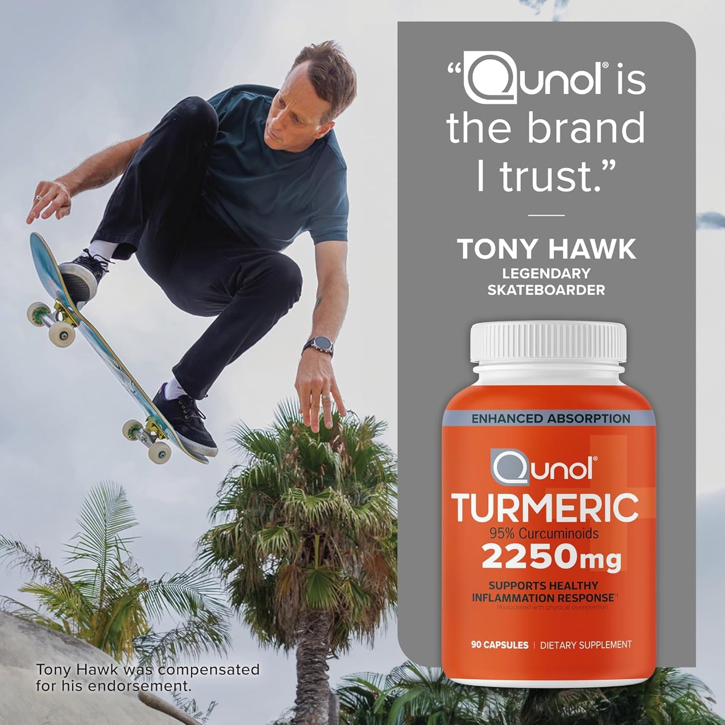 Qunol Turmeric Curcumin 2250mg, Black Pepper Extract, Supports Joint Health, 90 Capsules