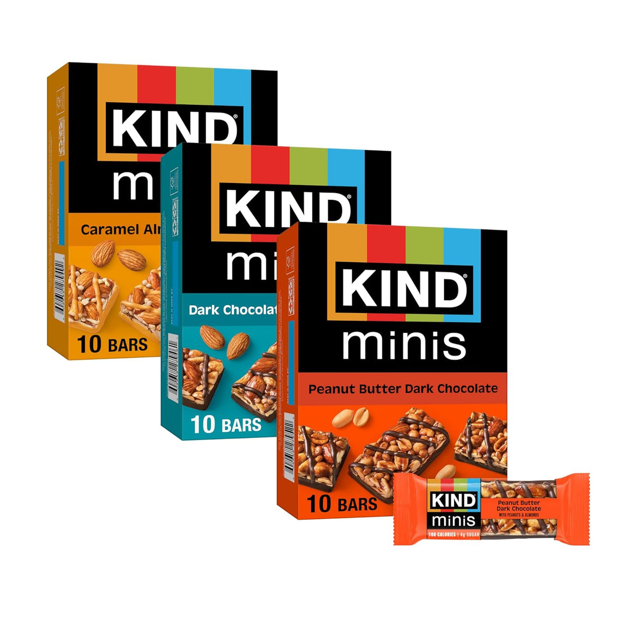KIND Mini Snack Bars Variety Pack, 30 Count, Gluten Free, Low Sugar, Low Calorie