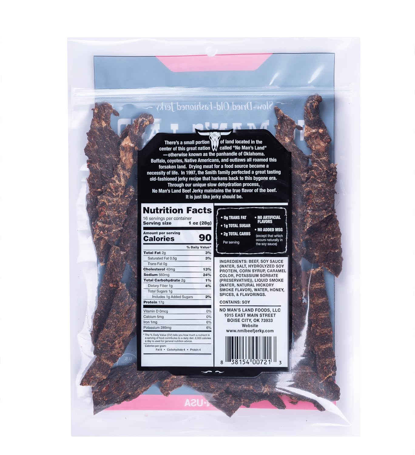 No Man's Land Hand-Cut Steak Beef Jerky Made in Oklahoma